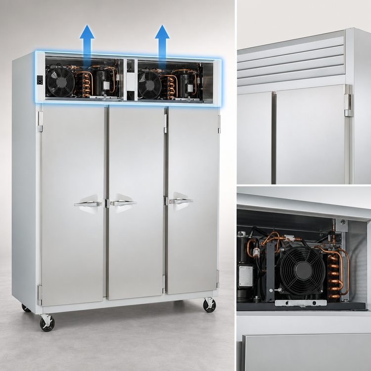 Product image #4 for Traulsen Dealer's Choice G31010 Three-Section Reach-In Freezer with Full-Height Solid Doors, Self-Contained Top-Mounted R-290 Refrigeration, 115V