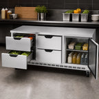 Thumbnail image #4 for Beverage Air WTRD72AHC-4-FLT 72-Inch Three-Section Worktop Refrigerator, 4 Drawers, 1 Door, Flat Stainless Steel Top