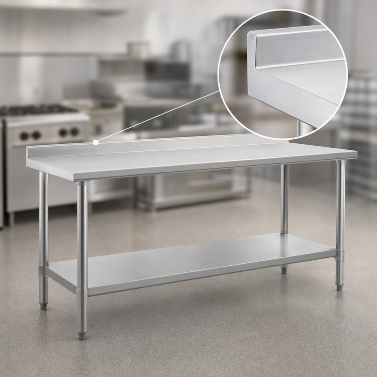 Product image #4 for Eagle Spec-Master Stainless Steel Work Table with 1-1/2 Inch Rear Up-Turn and Undershelf, 108 x 24 Inches