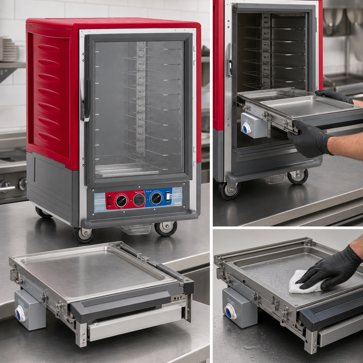 Product image #4 for Metro C5 3 Series Mobile Half-Height Combination Heated Holding and Proofing Cabinet with Clear Polycarbonate Door and Universal Wire Slides