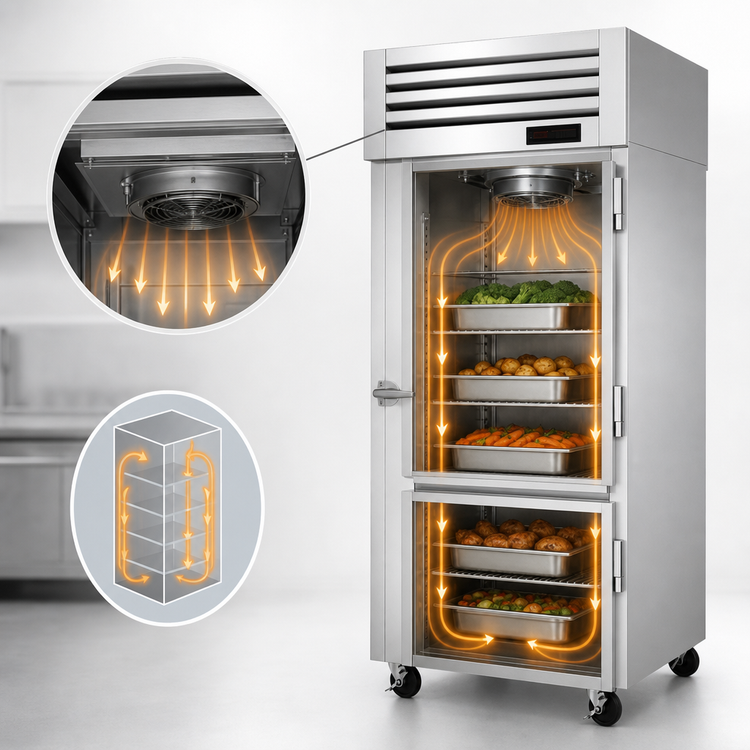 Product image #4 for Turbo Air PRO Series Reach-In Heated Holding Cabinet, 25 Cu. Ft., 2 Half Solid Hinged Doors, Stainless Steel
