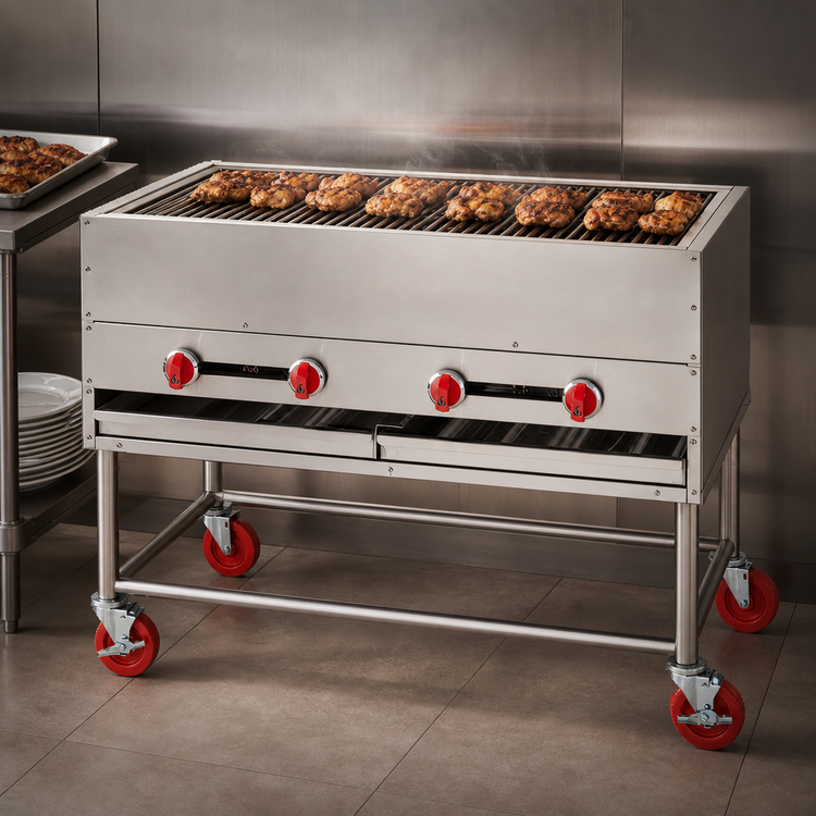 Product image #4 for American Range 48-Inch Horizontal Chicken Broiler with Stand, 4 Burners, Radiant