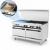 Thumbnail image #4 for Bake Tech Innovation Radiance 60-Inch Gas Restaurant Range with 6 Open Burners, 24-Inch Left Griddle and 2 Standard Ovens