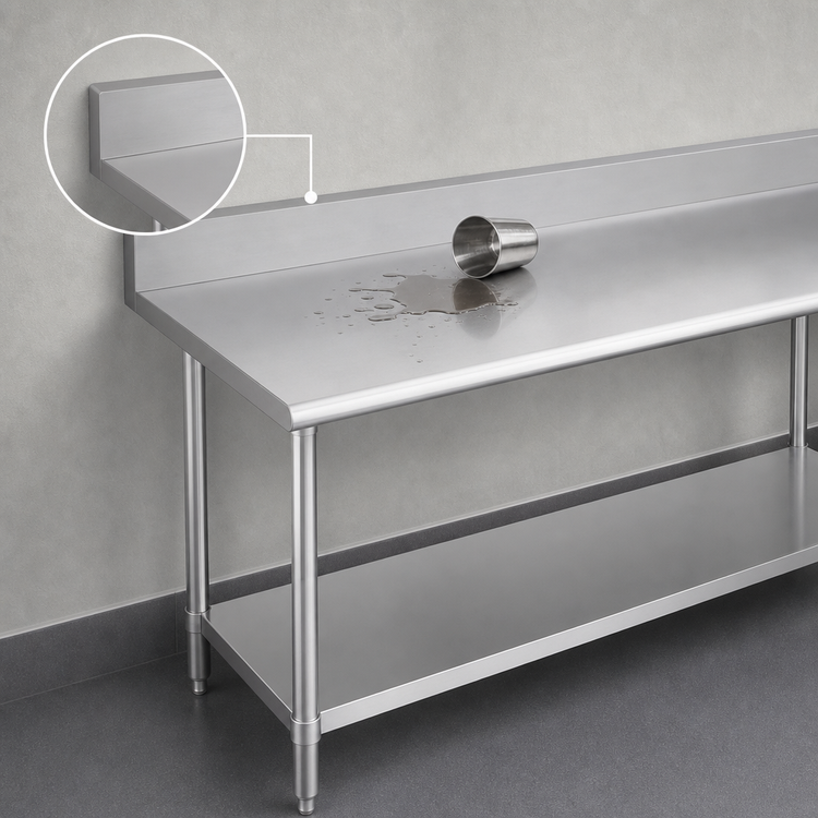 Product image #4 for Duke 16 Gauge 400 Series Stainless Steel Work Table with 5-Inch Riser and Stainless Undershelf, 144 x 36 Inches