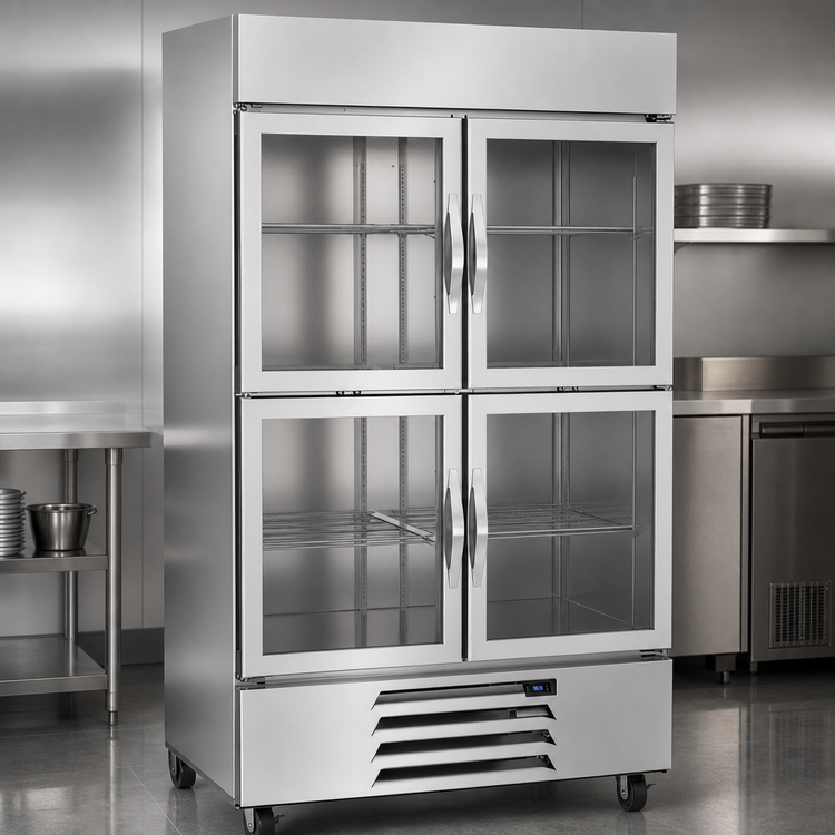 Product image #4 for Beverage-Air Horizon Series Two-Section Half-Glass Door Reach-In Refrigerator, 40.2 Cu. Ft., Bottom Mount, Stainless Steel