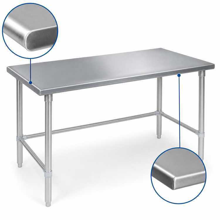 Product image #4 for John Boos Stallion 84 Inch x 24 Inch Stainless Steel Work Table with Safety Edge and Galvanized Open Base