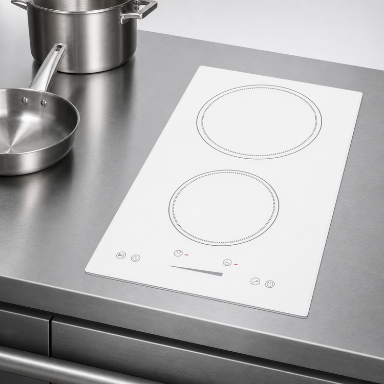 Product image #4 for Summit Commercial 12-Inch Wide 2-Burner Drop-In Induction Cooktop with EuroKera Glass, Digital Touch Controls, White
