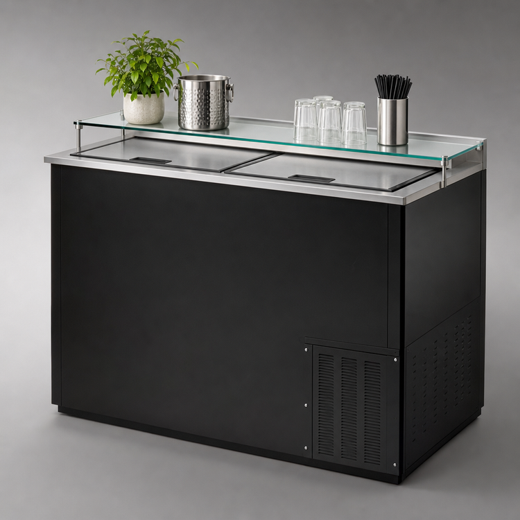 Product image #4 for Pro-Line 50-Inch Flat Top Deep Well Horizontal Bottle Cooler with Sliding Doors, Black