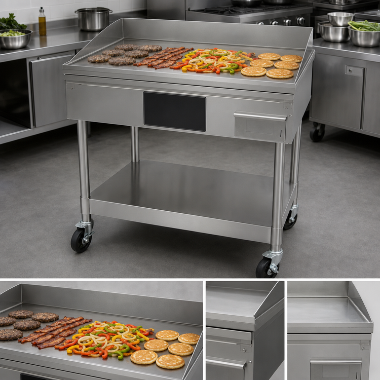 Product image #4 for AccuSteam 48-Inch x 30-Inch Electric Floor Model Griddle with Stand and Casters