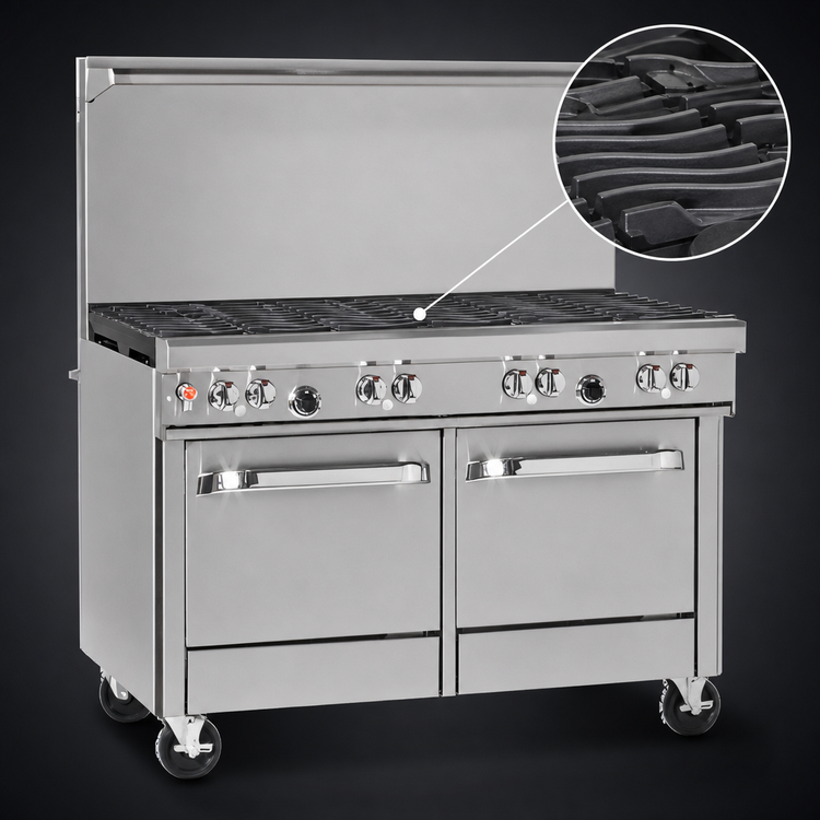 Product image #4 for Southbend Ultimate 48-Inch Gas Restaurant Range with 4 Non-Clog Burners, 24-Inch Charbroiler, and 2 Space Saver Ovens