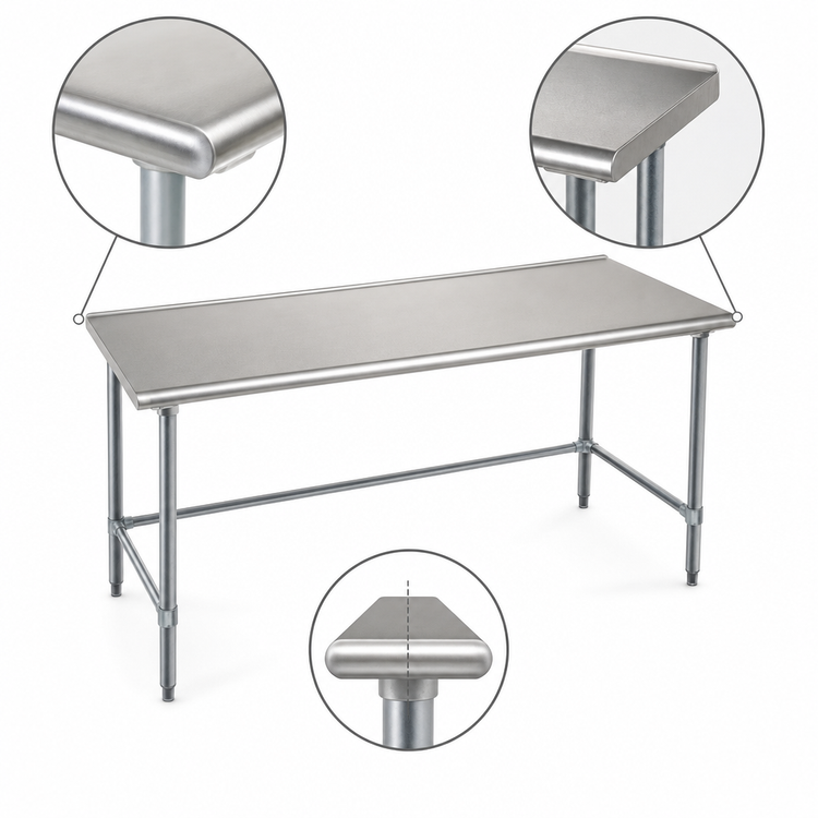 Product image #4 for Spec-Master 108"W x 48"D 14-Gauge Stainless Steel Work Table with Galvanized Base