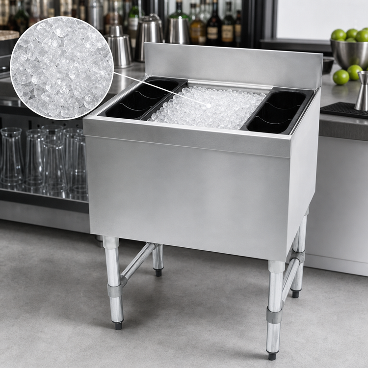 Product image #4 for Advance Tabco Special Value 24-Inch Wide 12-Inch Deep Underbar Cocktail Unit Bar Ice Bin with 77-lb Ice Capacity