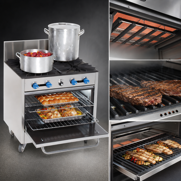 Product image #4 for Comstock-Castle FK430-1.5RB Heavy Pot Gas Range with 2 Open Burners, 18-Inch Radiant Broiler and 31.5-Inch Oven