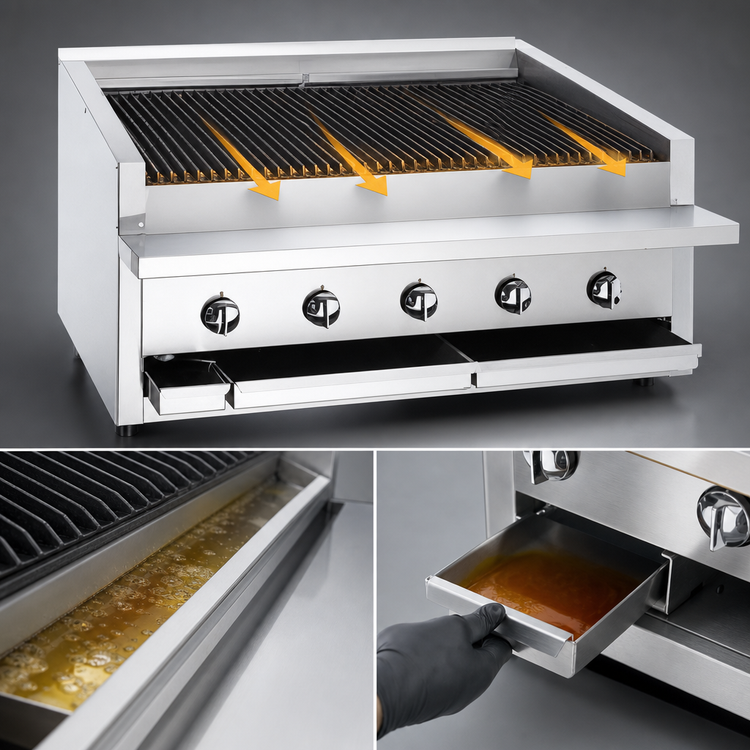 Product image #4 for Bakers Pride Dante Series 36-Inch Countertop Gas Radiant Charbroiler with Floating Rod Grate and Glo-Stones