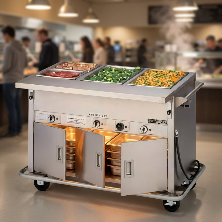 Product image #3 for Dinex ServeXpress DXPDME5PTSBH Mobile Electric 5-Well Hot Food Counter