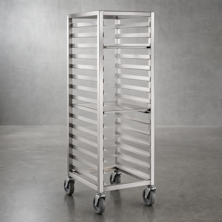 Product image #4 for Panco Roll-In Refrigerator Rack for 18 x 26 Inch Trays, Open Frame Stainless Steel