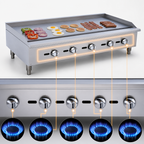 Thumbnail image #4 for 60-Inch Countertop Gas Griddle with Thermostatic Controls, 5 Burners, and 3/4-Inch Smooth Steel Plate