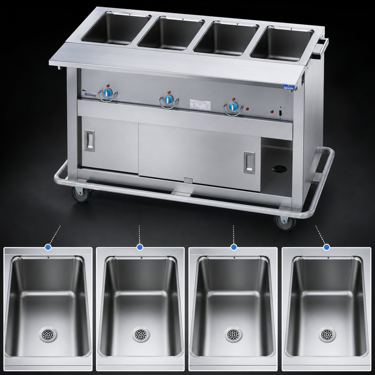 Product image #4 for Thurmaduke EP-4-CBSS Portable Electric Hot Food Steamtable with 4 Sealed Wells
