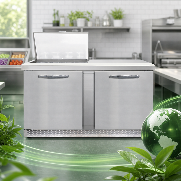 Product image #4 for Continental Refrigerator Mighty Top SW60N12M-FB 60" Two-Section 12-Pan Front Breather Sandwich Prep Refrigerator