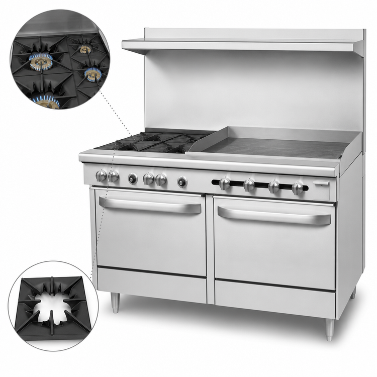 Product image #4 for Southbend S-Series 60-Inch Commercial Gas Restaurant Range with 2 Open Burners, 48-Inch Griddle, Standard Oven, and Cabinet Base