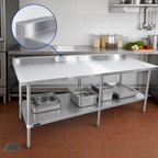 Thumbnail image #4 for Sapphire Manufacturing SMTEB-3084G 84-Inch Stainless Steel Worktable with 5-Inch Backsplash and Open Galvanized Base with Undershelf