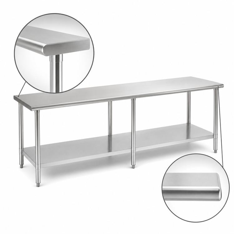 Product image #4 for Eagle Deluxe Series Stainless Steel Work Table with Adjustable Undershelf, 144 x 24 Inches