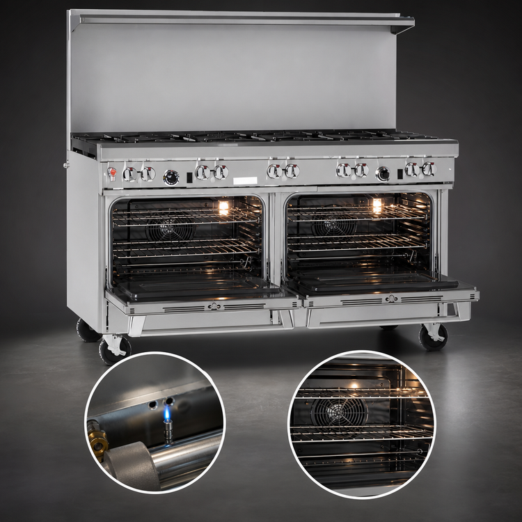 Product image #4 for Southbend Ultimate 60-Inch Gas Restaurant Range with 9 Open Burners and Dual Convection Ovens