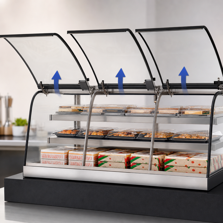 Product image #4 for Countertop Hot Self-Serve Merchandiser with Curved Glass, 35 Inch Wide, Stainless Steel