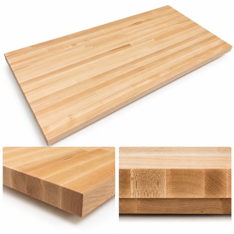 Product image #4 for John Boos Boos Block 120" x 42" Blended Edge Grain Northern Hard Rock Maple Kitchen Countertop with Penetrating Oil Finish