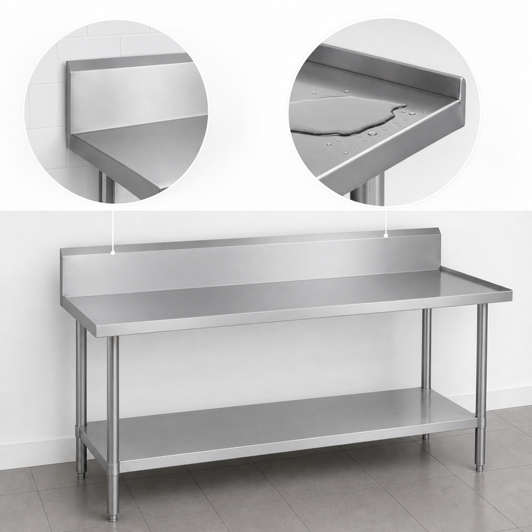 Product image #4 for Duke 84-Inch x 30-Inch Stainless Steel Work Table with 10-Inch Riser and Stainless Undershelf