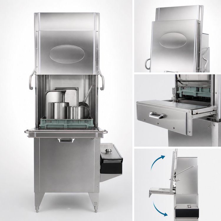 Product image #4 for CMA Dishmachines 180-TS High Temperature Single-Rack Straight-Thru Split-Door Pot & Pan Dishwasher