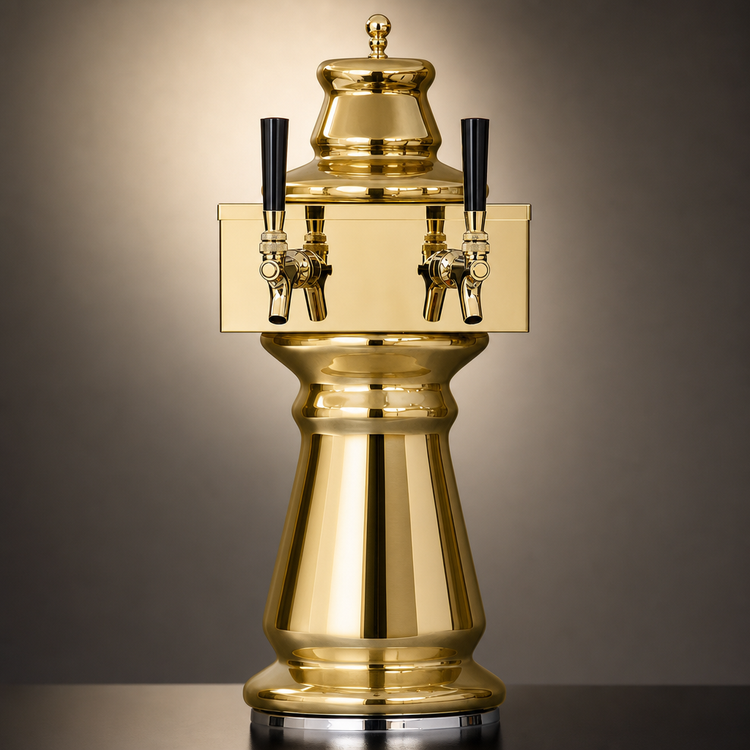Product image #4 for Glastender Vienna 2-Faucet Polished Brass Air-Cooled Draft Dispensing Tower