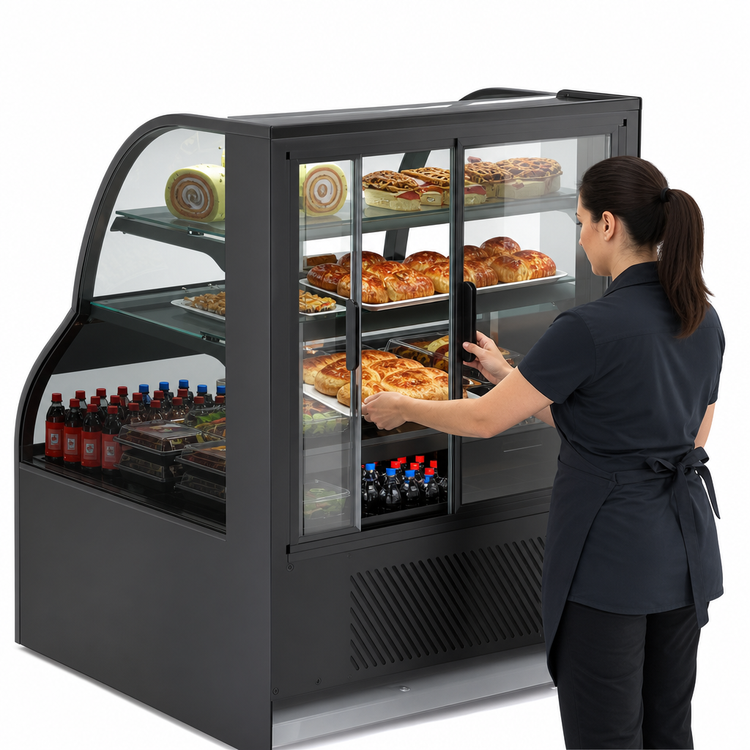 Product image #4 for Structural Concepts Harmony® 63-Inch Refrigerated Service/Self-Service Bakery Merchandiser with Curved Glass