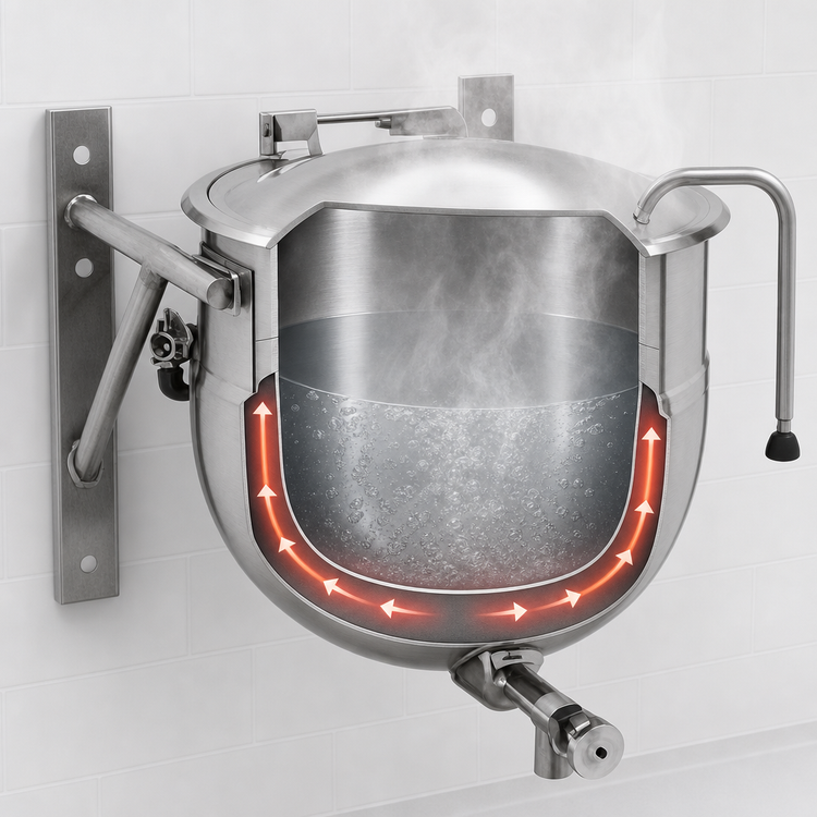 Product image #4 for Legion LTWT-60 60-Gallon Wall-Mounted Stationary Direct Steam Kettle, 2/3-Jacketed