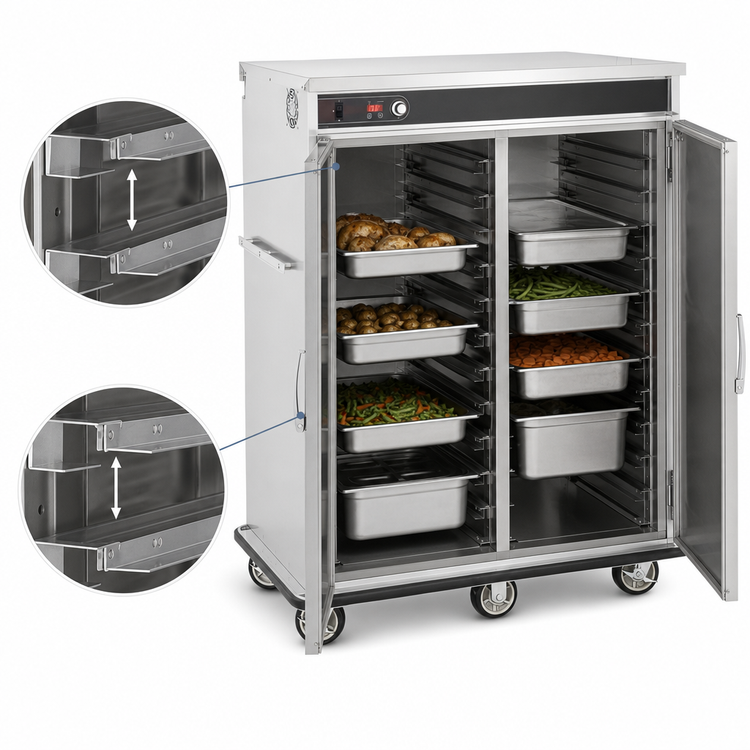 Product image #4 for FWE Mobile Slim-Line Heated Holding Cabinet with 20 Universal Tray Slides