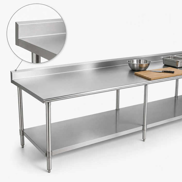 Product image #4 for Eagle Spec-Master 144-Inch x 30-Inch Stainless Steel Work Table with 1-1/2-Inch Rear Up-Turn and Undershelf