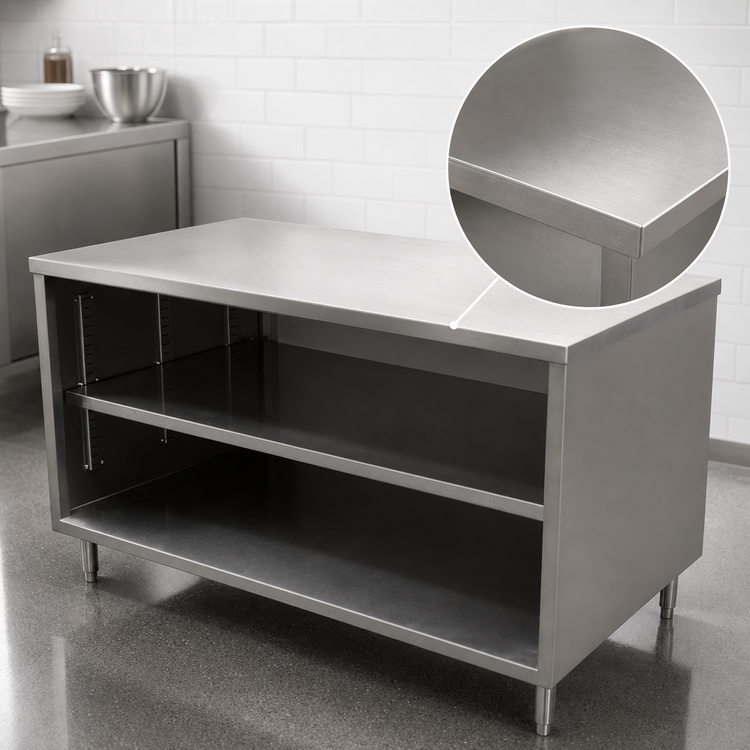 Product image #4 for BK Resources CST-2460 Stainless Steel Chef Table with Open Front Cabinet Base, 60 x 24 Inches