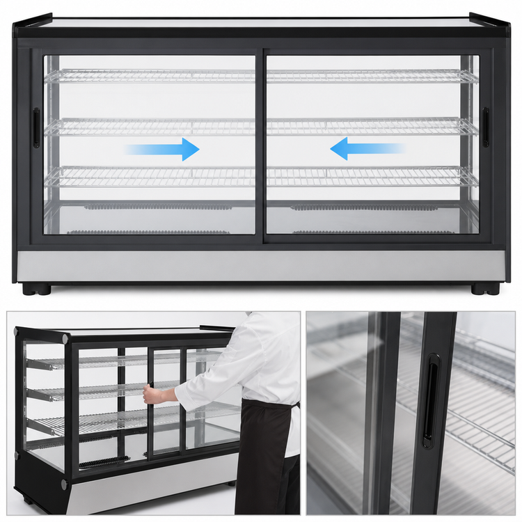 Product image #4 for Omcan Countertop Square Glass Refrigerated Display Case, 60 Inches, 9.78 Cu. Ft.