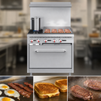 Thumbnail image #5 for Koolmore KM-CRG36-NG 36-Inch Stainless Steel Commercial Natural Gas Range with 2 Open Burners, 24-Inch Griddle and Standard Oven