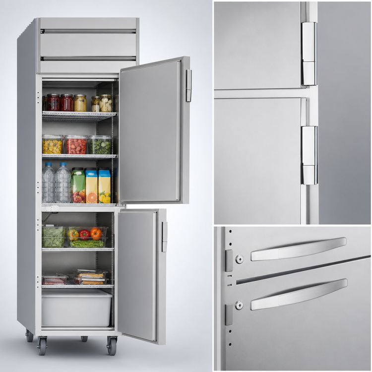 Product image #4 for Beverage Air Horizon Series One-Section Reach-In Freezer, 21.06 Cu. Ft., 2 Half Solid Doors, Top-Mounted Self-Contained, Stainless Steel