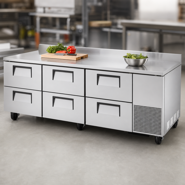 Product image #4 for True Deep Work Top Refrigerator, 3-Section, 6-Drawer, 93-1/4-Inch, Stainless Steel