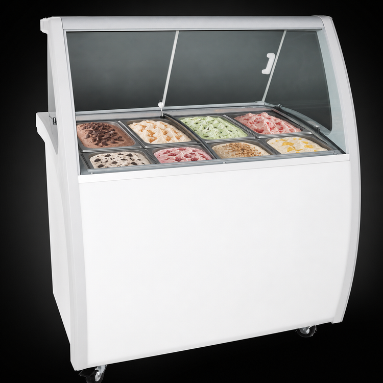 Product image #4 for 8-Tub Front-of-House Ice Cream or Gelato Dipping Cabinet Freezer, 53-Inch Wide, White, 115V
