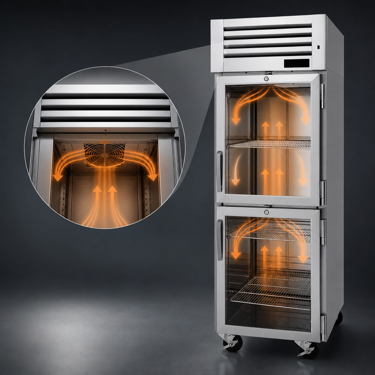 Product image #4 for Turbo Air PRO Series Reach-In Heated Holding Cabinet with 2 Half Glass Doors, 26 Cu. Ft., 115V