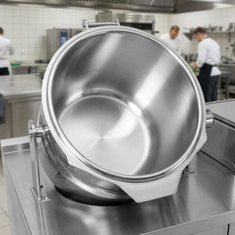Product image #3 for Crown DMT-6-6 Direct Steam Kettle with (2) 6 Gallon Tilting Kettles on 36-Inch Cabinet Base