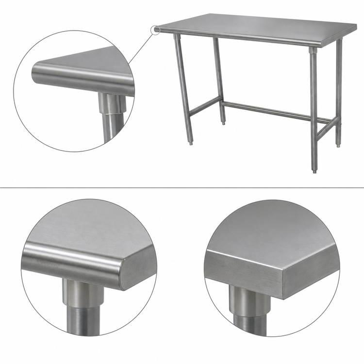 Product image #4 for Advance Tabco 144" x 24" 16-Gauge 430 Stainless Steel Flat Top Work Table with Open Base and Galvanized Legs