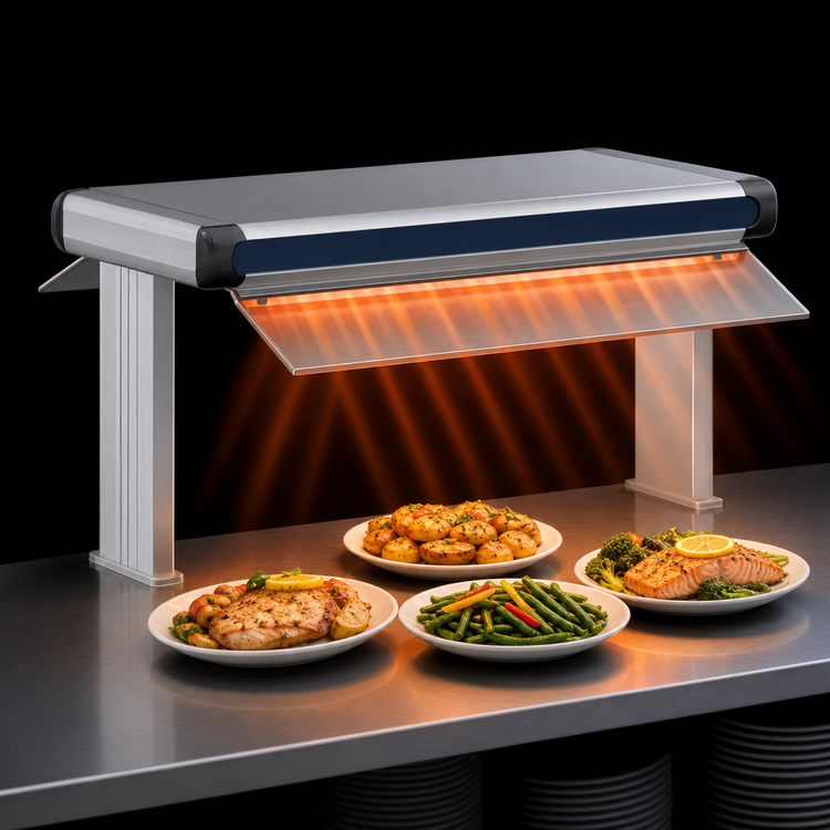 Product image #4 for Hatco Glo-Ray Designer Dual Unlighted Infrared Strip Heater, 33-1/2 Inch Wide, 3-Inch Spacing, 900 Watt, Aluminum, 14-Inch Stands