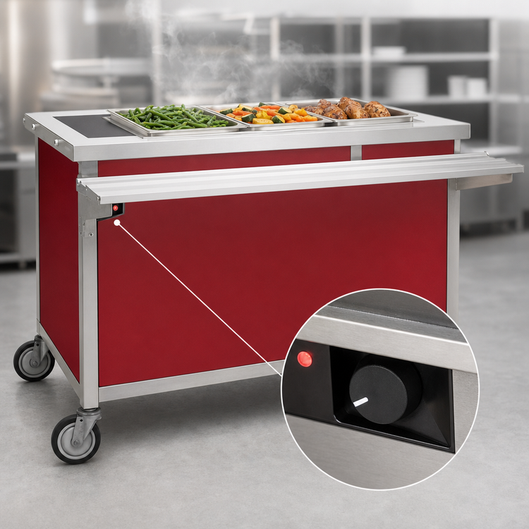 Product image #4 for Director's Choice DCS4-HS 64" Mobile Heated Surface Unit with Holly Berry Red Laminate