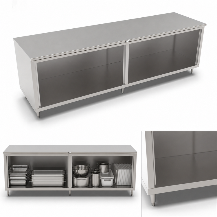Product image #4 for John Boos Stainless Steel Cabinet Base Work Table with Open Front, 96 x 36 Inches