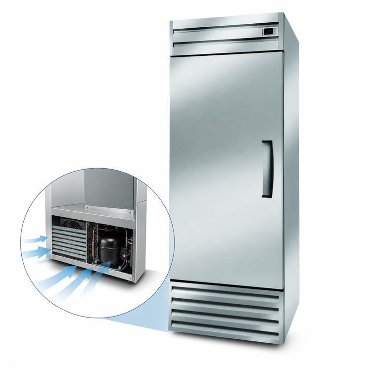 Product image #4 for Premium Line 27-Inch Low-Temp One-Section Upright Reach-In Freezer, 20 Cu. Ft., Bottom-Mount, Solid Door