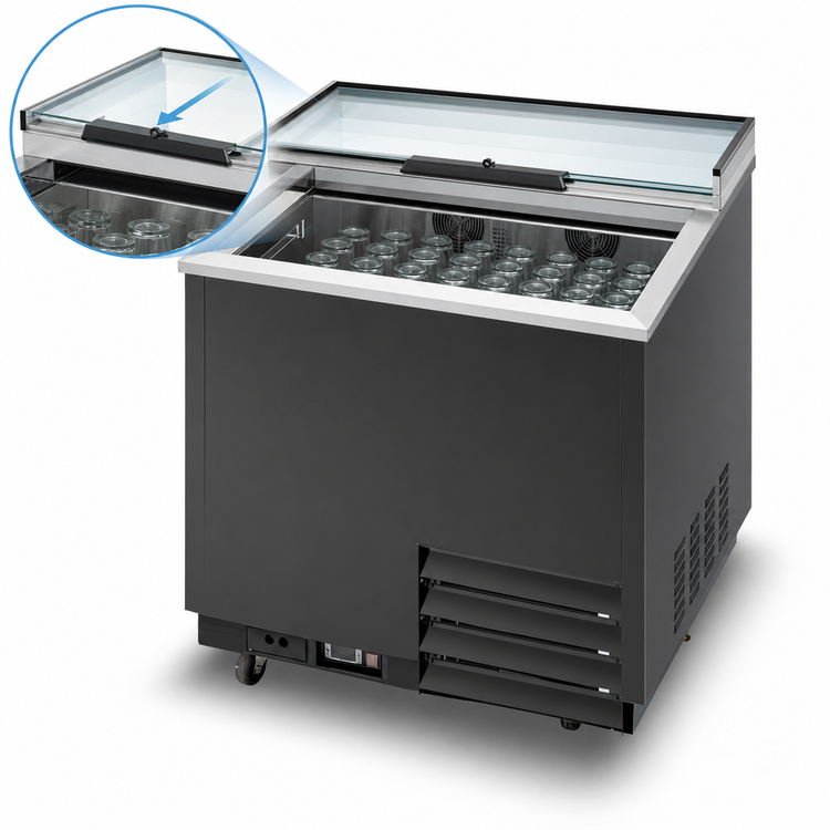 Product image #5 for Migali Competitor Series 36-Inch Glass Froster Freezer with Sliding Glass Lid, 8.5 Cu. Ft., Self-Contained Refrigeration
